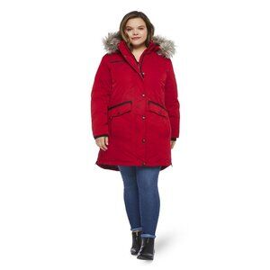 Canadiana Red Parka with Faux Fur Hood - size 2X